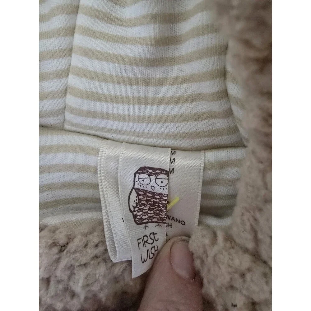 First Wish Baby Bear Sherpa Bunting Snowsuit Hooded Zip-Up Size 9-12 Months...